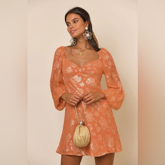 NWT RIXO Paris Silk Mini Dress in Lily Metallic Coral XL or US 12 - Picture 5 of 16